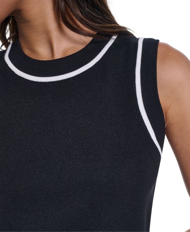 Women's Contrast-Trim Sleeveless Sweater
