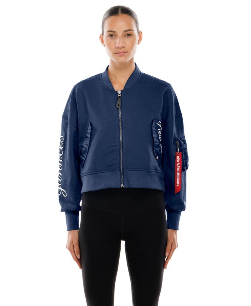 X Alpha Industries Women's Navy New York Yankees Cropped Full-Zip Jacket