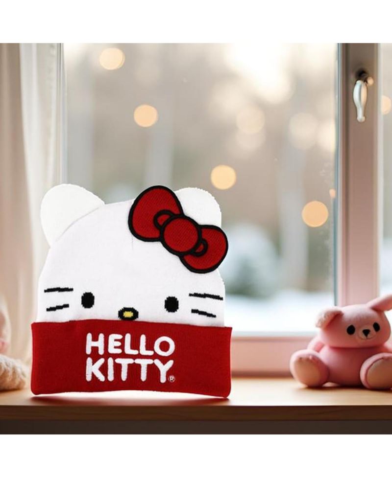Men's Sanrio Face Bow Embroidered Beanie Hat for Adults
