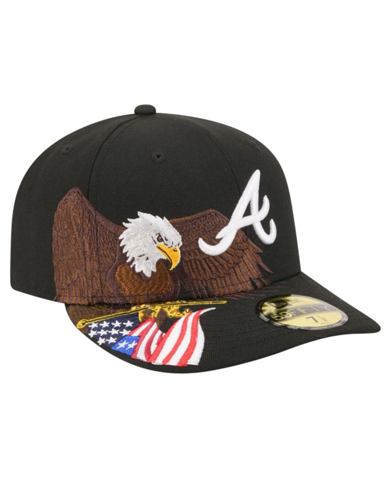 Men's Black Atlanta Braves Americana Bald Eagle Pre-Curved 59FIFTY Fitted Hat
