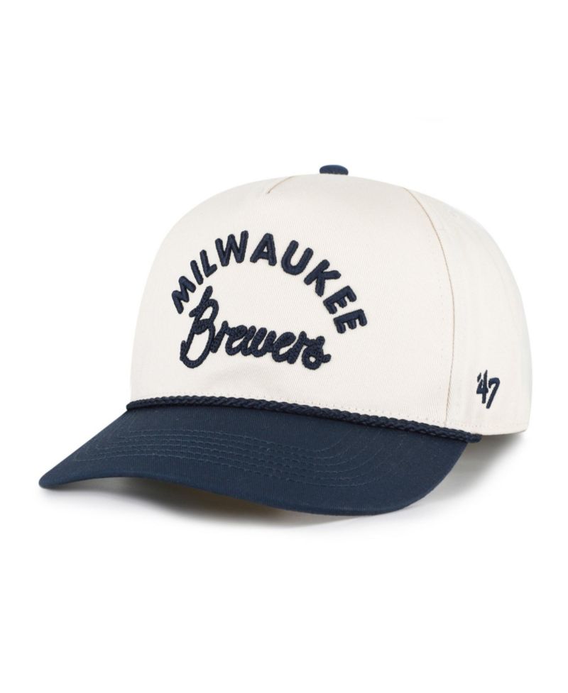 Men's and Women's Natural/Navy Milwaukee Brewers Rope Script Hitch Adjustable Hat
