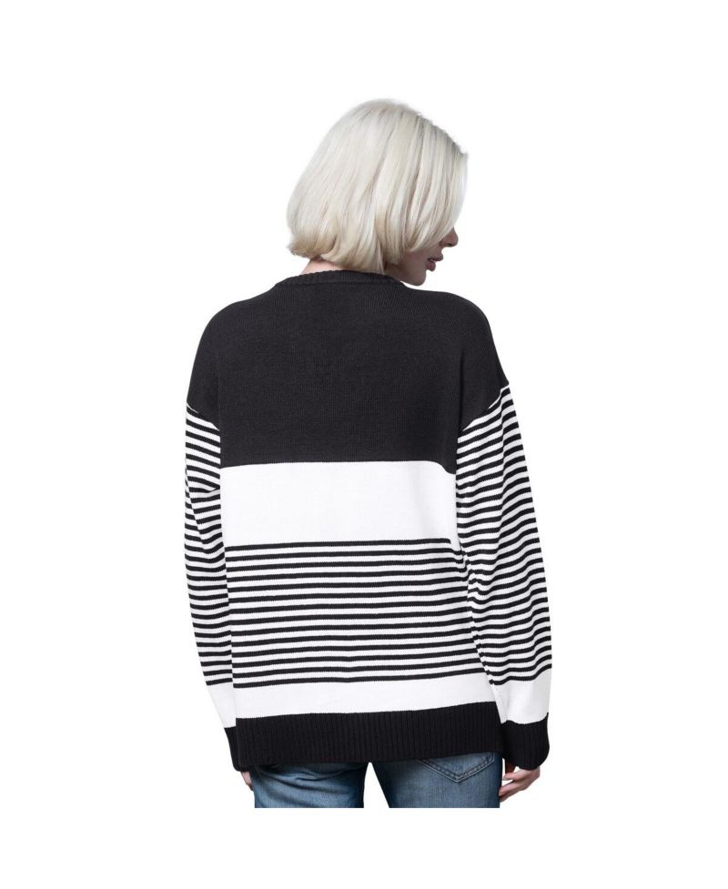 Women's Black Buffalo Bills No Huddle Striped Sweater
