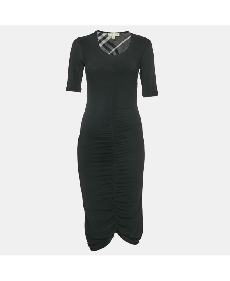 Women's Black Jersey Ruched Bodycon Dress