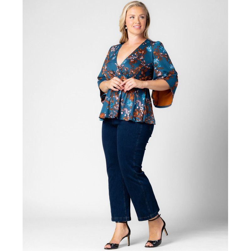 Plus Size Priscilla Peplum 3/4-Sleeve Surplice V-Neckline Top