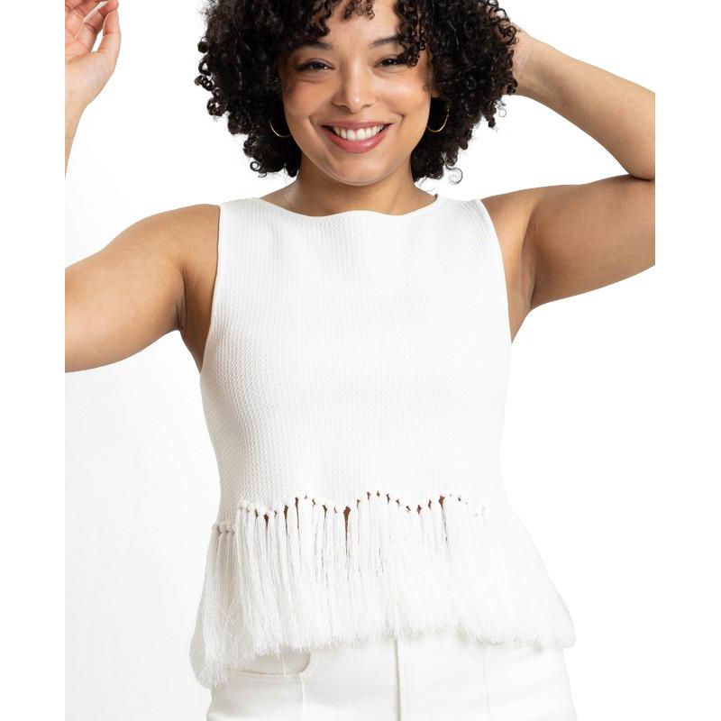 Women's Tanja Scoop Neck Fringe Peplum Sleeveless Knit Top
