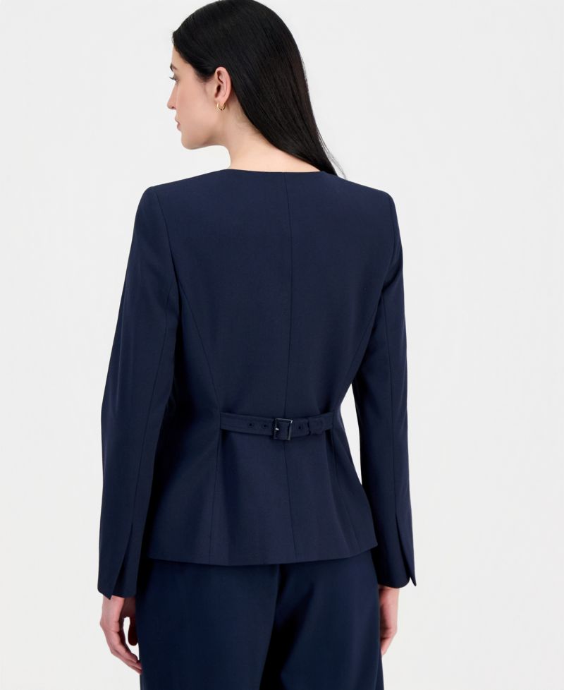 Women's Collarless Button-Front Blazer