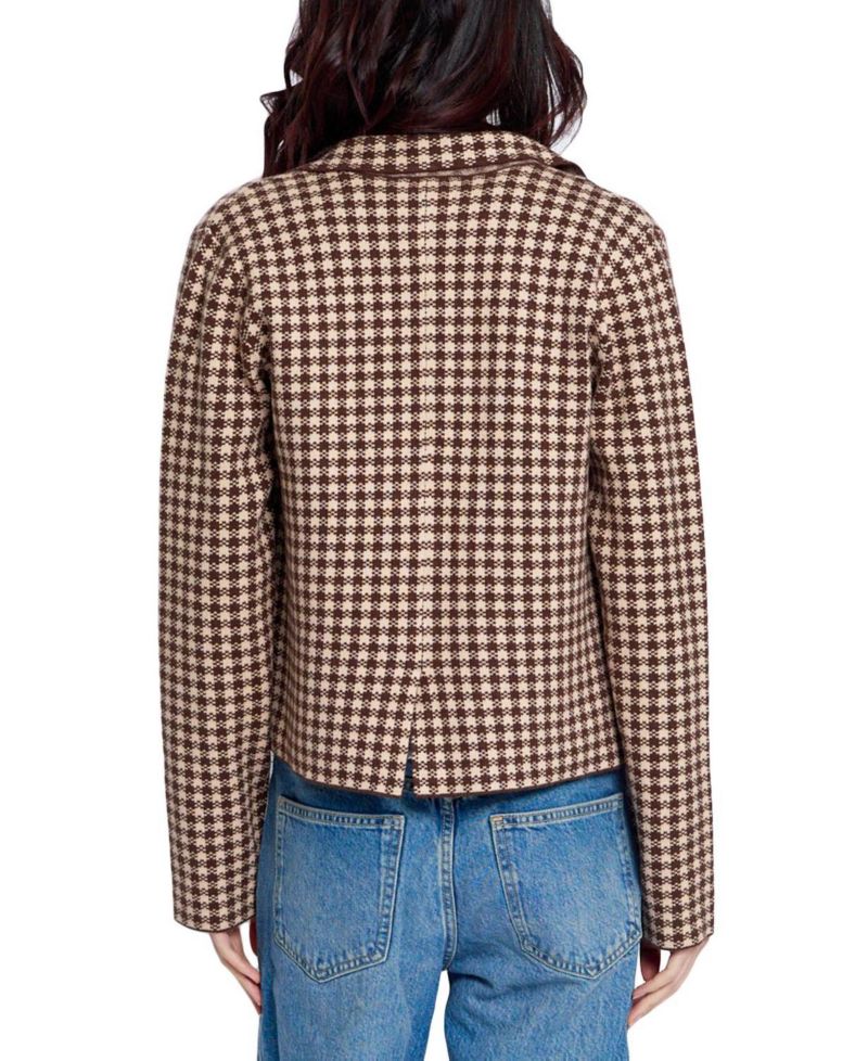 Women's Marlo Cropped Houndstooth Jacquard-Knit Blazer