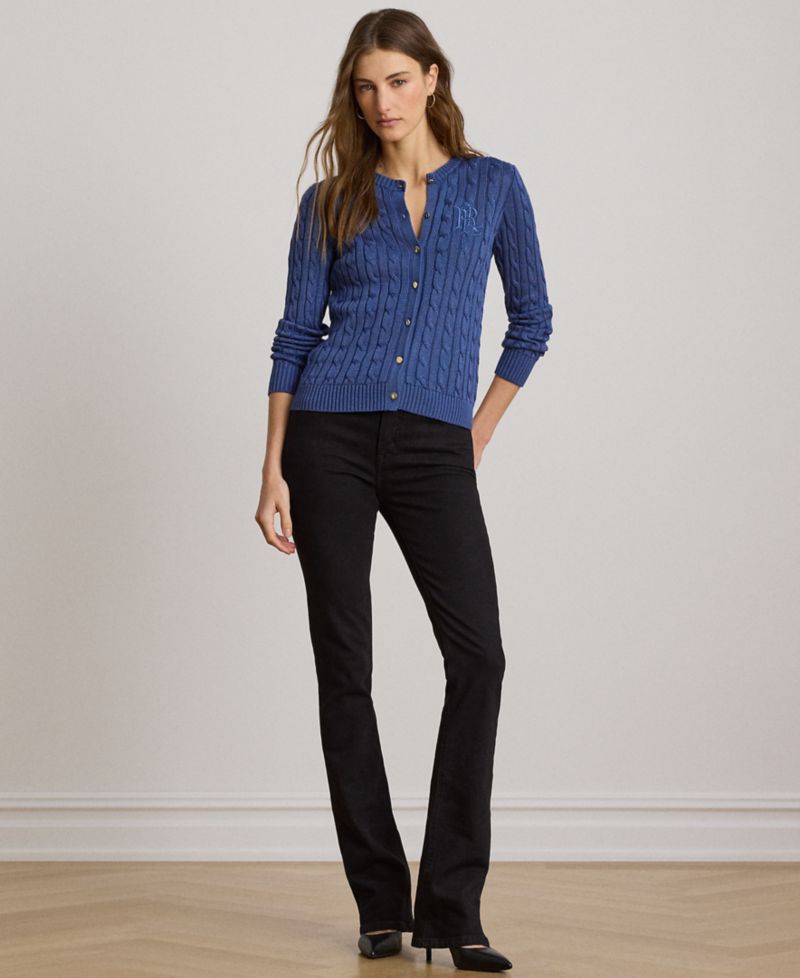 Women's Crewneck Buttoned Placket Cardigan Sweater