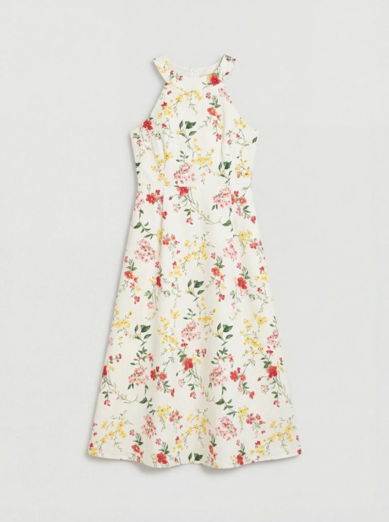 Women's Ottoman Twill Halter Midi Dress