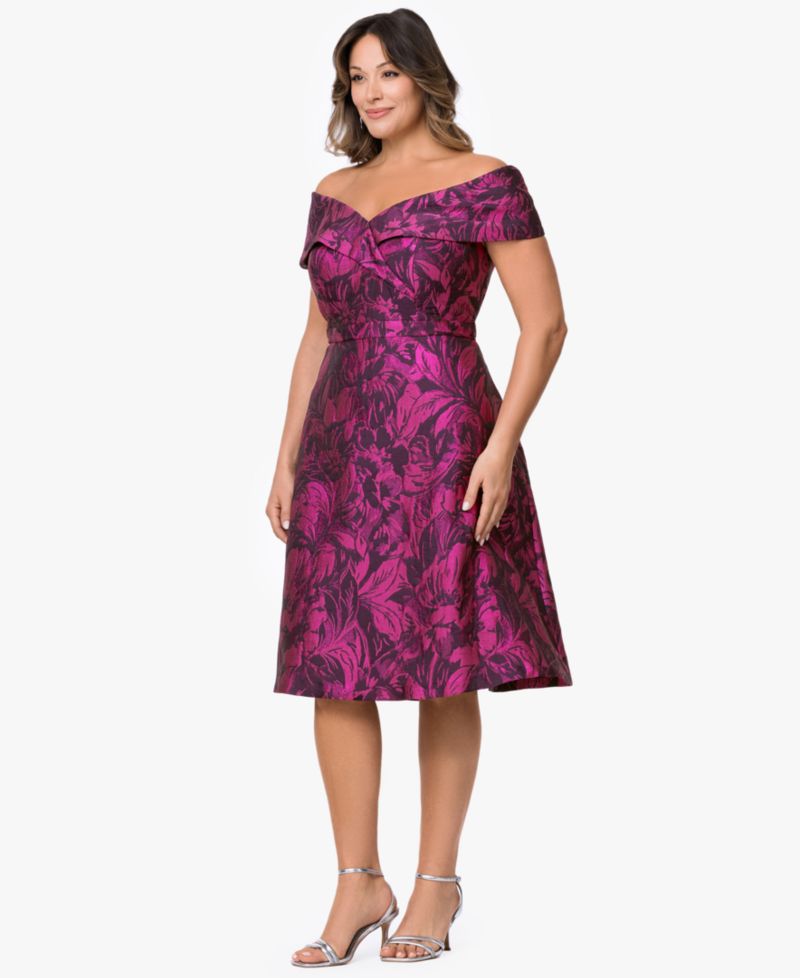 Plus Size Off-The-Shoulder Midi Dress