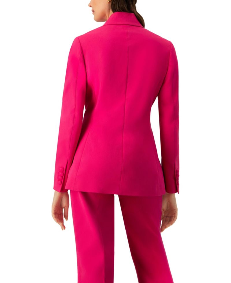 Women's Double-Breasted Cotton Blazer with Flower Detail