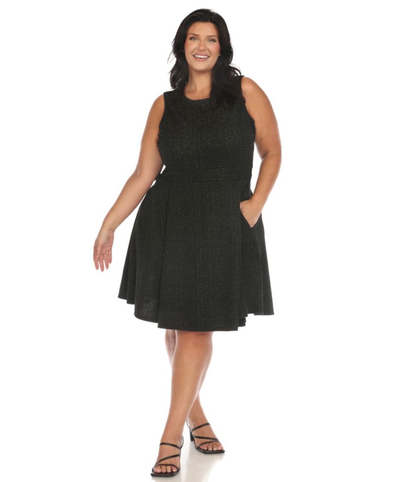 Plus Size Tweed Fit and Flare Dress