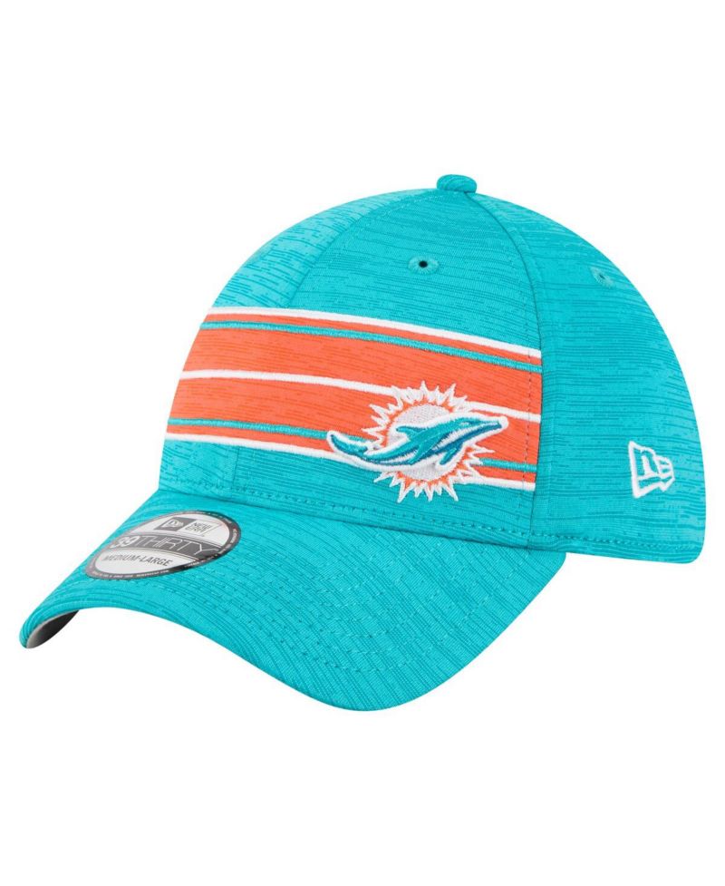 Men's Aqua Miami Dolphins Stripes 39THIRTY Flex Hat