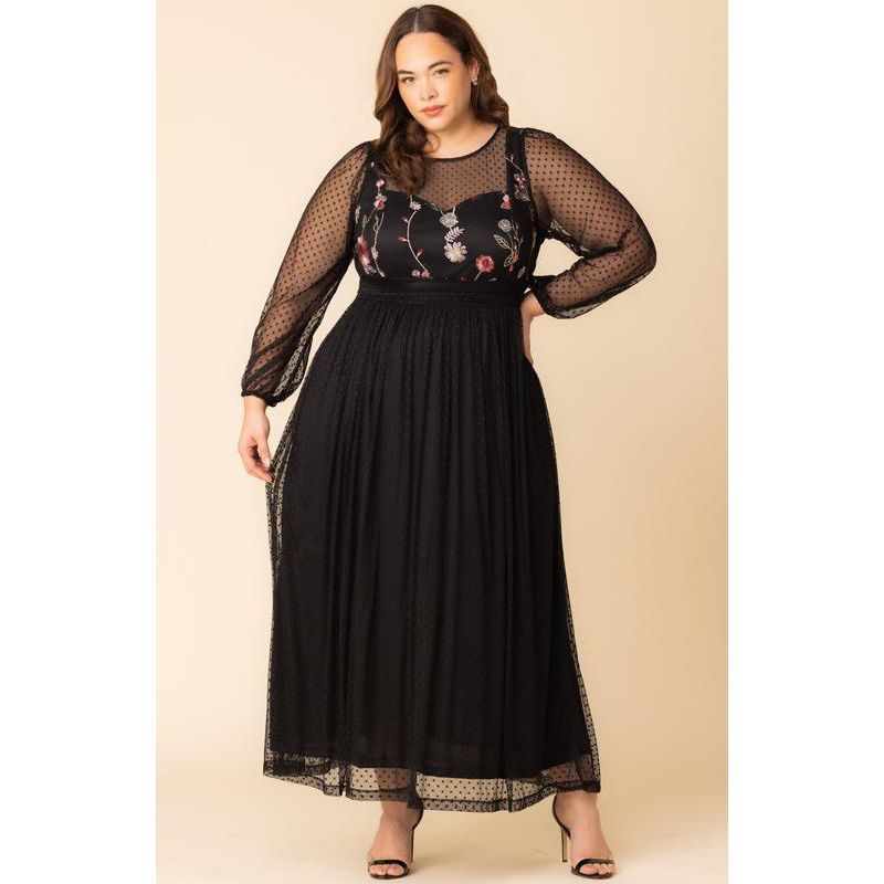 Plus Size Mystique Mixed Media Evening Gown