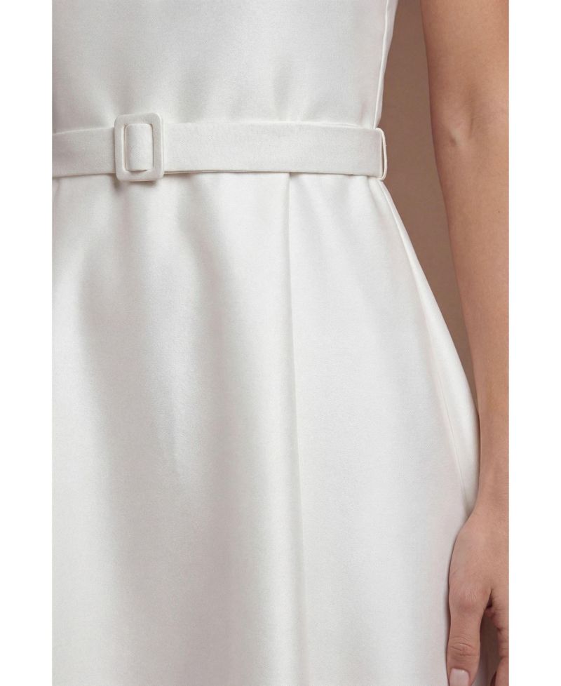 Women's Belted A-Line Midi Dress