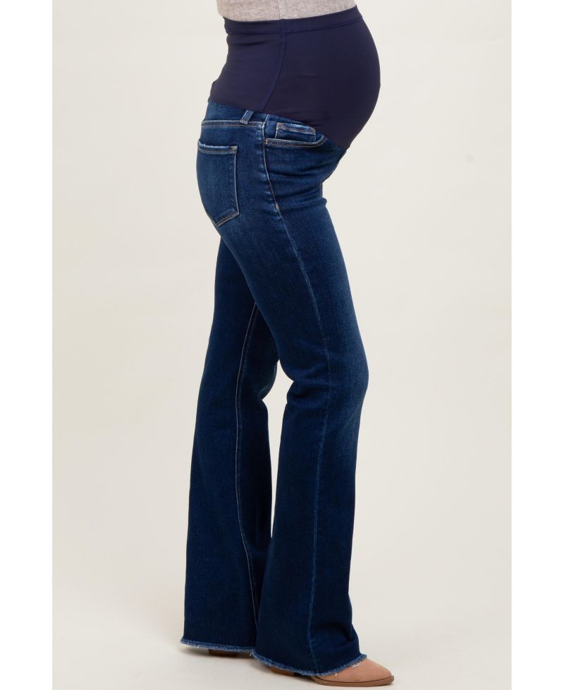 Women's Navy Raw Hem Bootcut Jeans