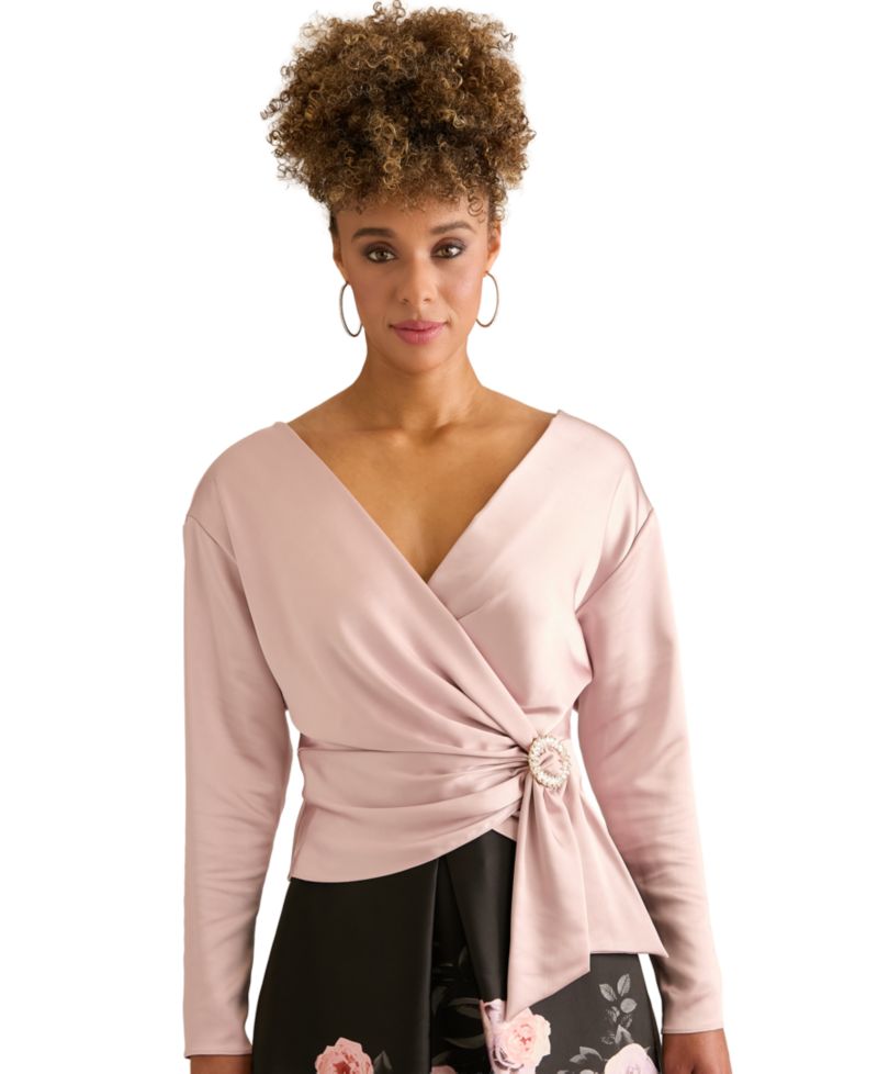 Plus Size V-Neck Wrap Blouse