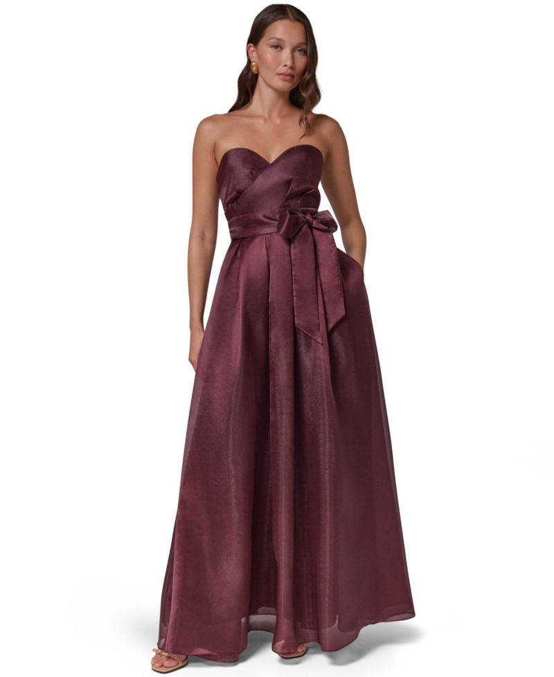 Petite Strapless Sweetheart Pleated Gown