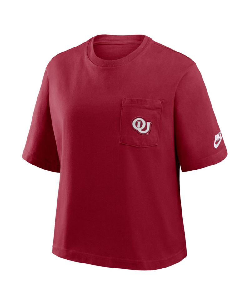Women's Crimson Oklahoma Sooners Legacy Pocket Boxy T-Shirt