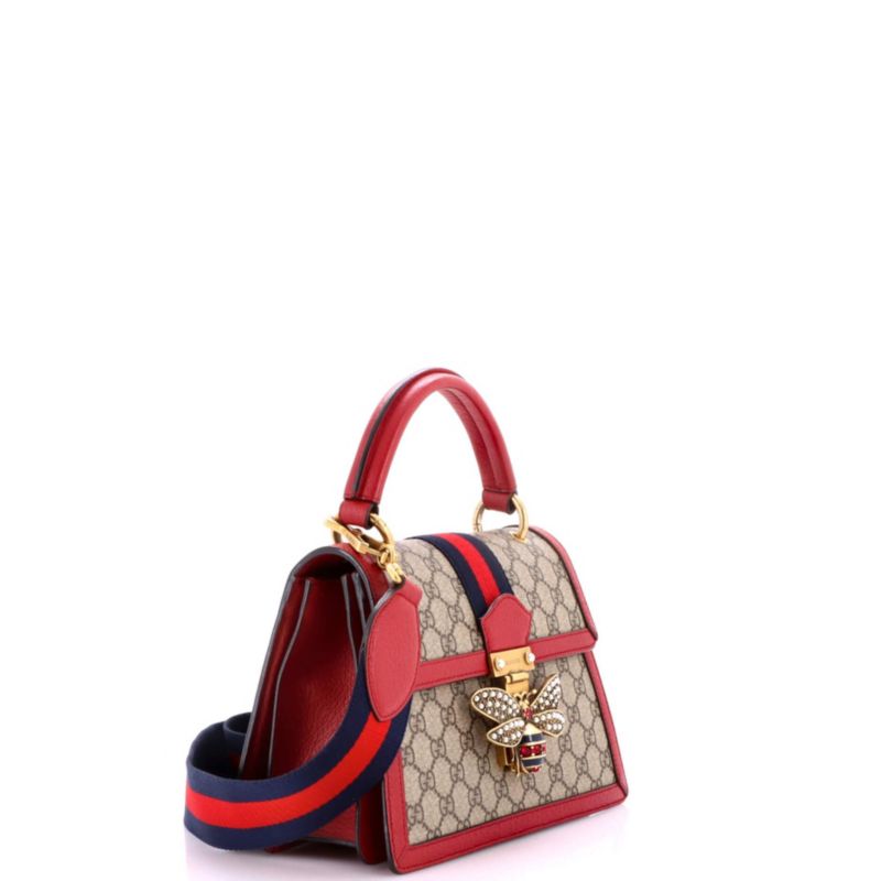 Small Queen Margaret Top Handle Bag GG Coated Canvas with Leather