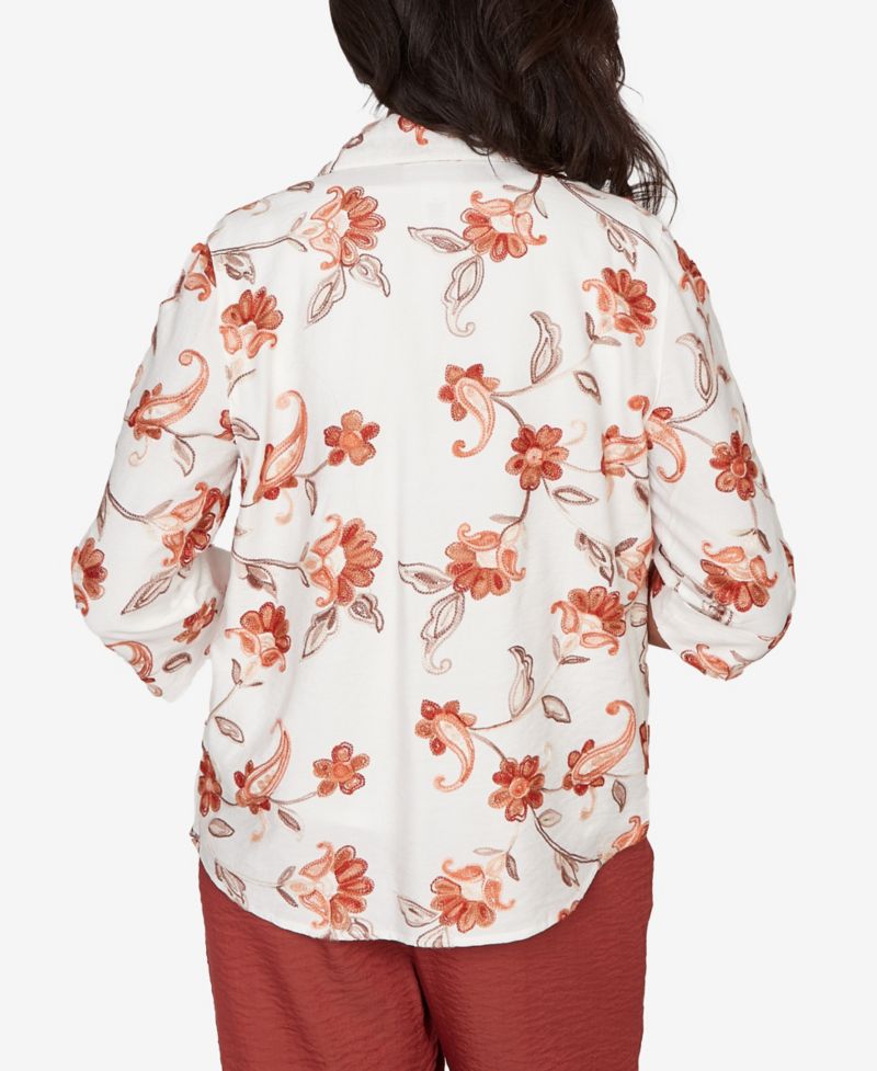 Petite Spice Market Paisley Floral Collared Two-In-One Top with Necklace