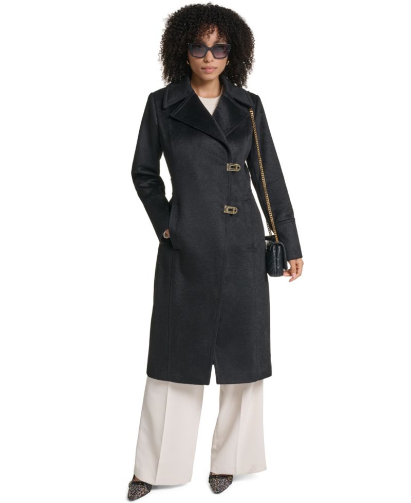 Women's Long Wool-Blend Toggle Coat