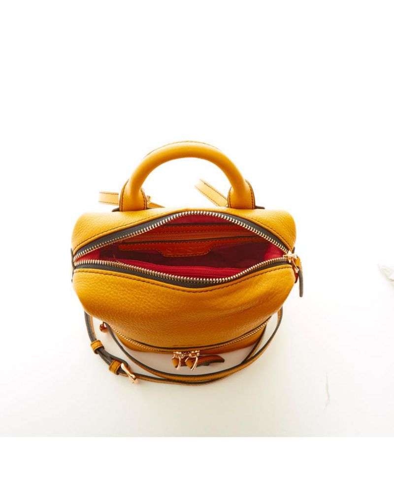 Yellow Leather Backpack Purse Convertible Medium Crossbody Bag for Women with Front and Back Pockets