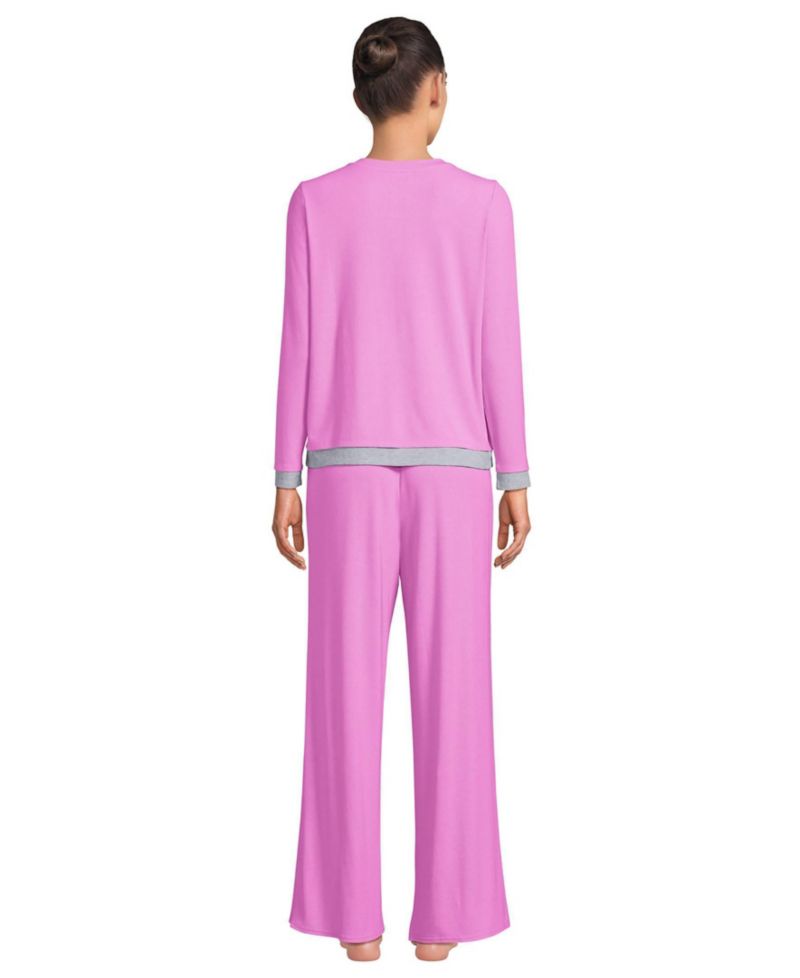 Women's Henley-Style Long-Sleeve Top and Wide-Leg Pants, 2-Piece Set