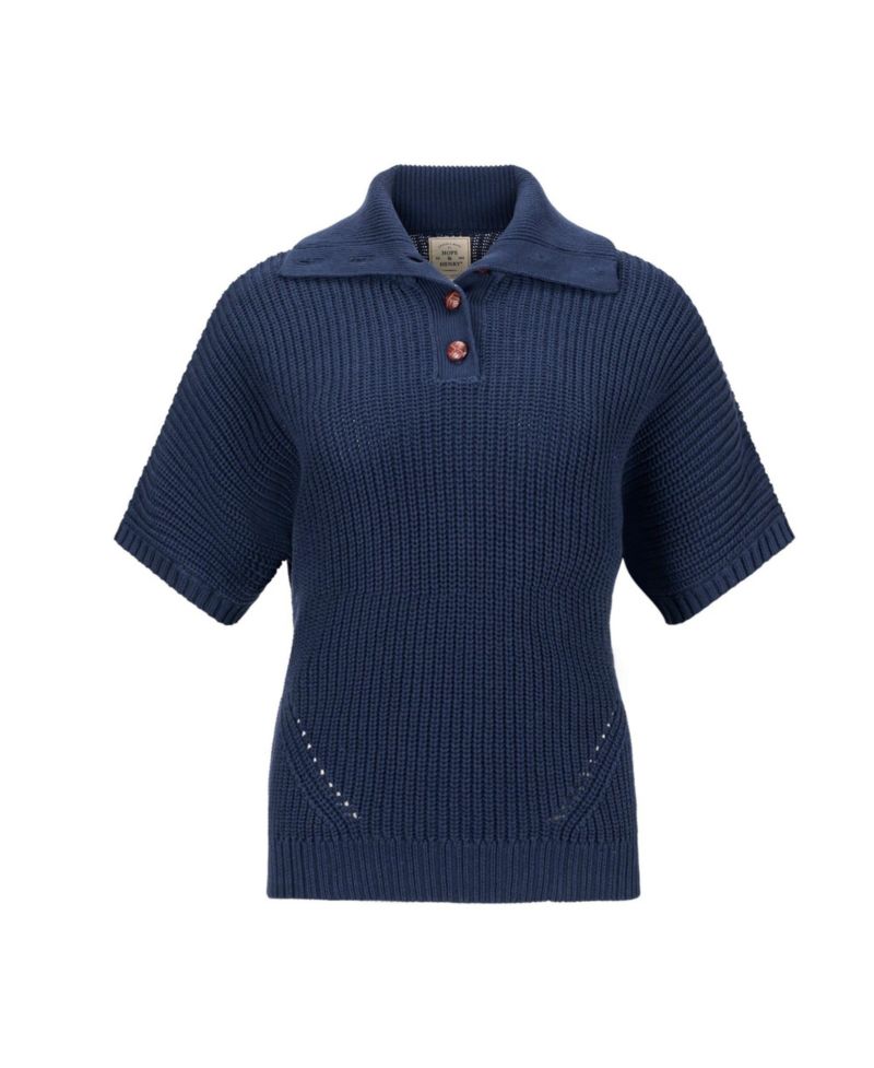 Women's Hope and Henry Organic Short Sleeve Spread Collar Sweater