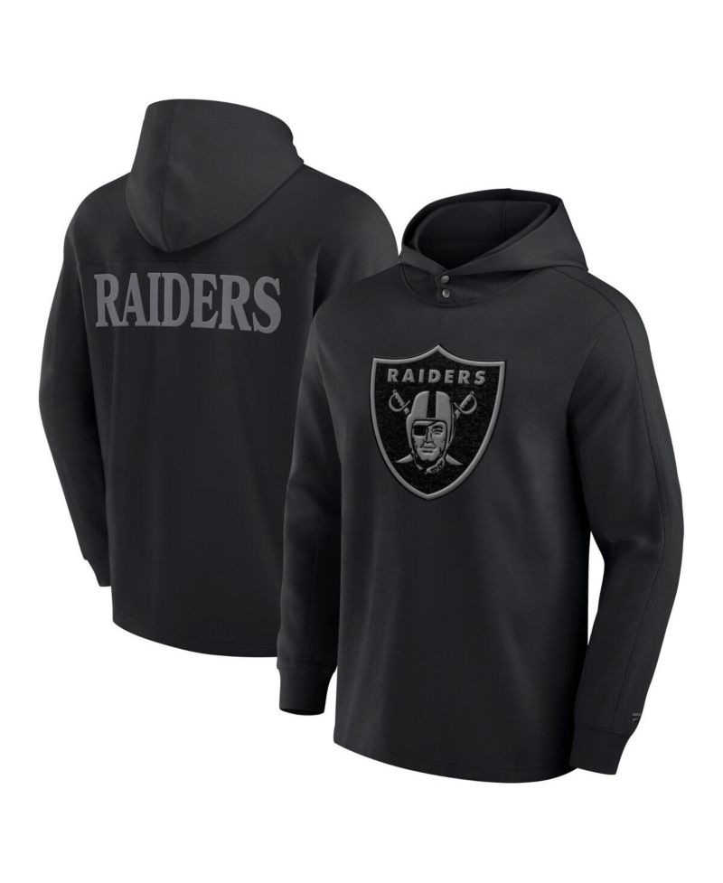 Men's Black Las Vegas Raiders Elements Blaze Tri-Blend Long Sleeve Hoodie T-Shirt