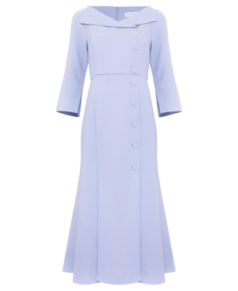 Women's Sienna Asymmetric-Collar Tuxedo Midi Dress