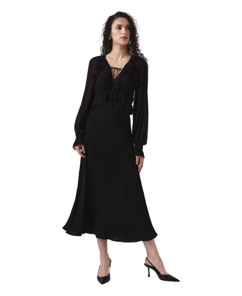 Women's Naomi V-Neck Long-Sleeve Midi Dress