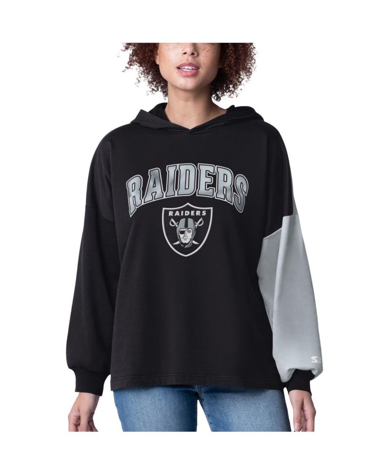Women's Black Las Vegas Raiders Power Move Long Sleeve Pullover Hoodie