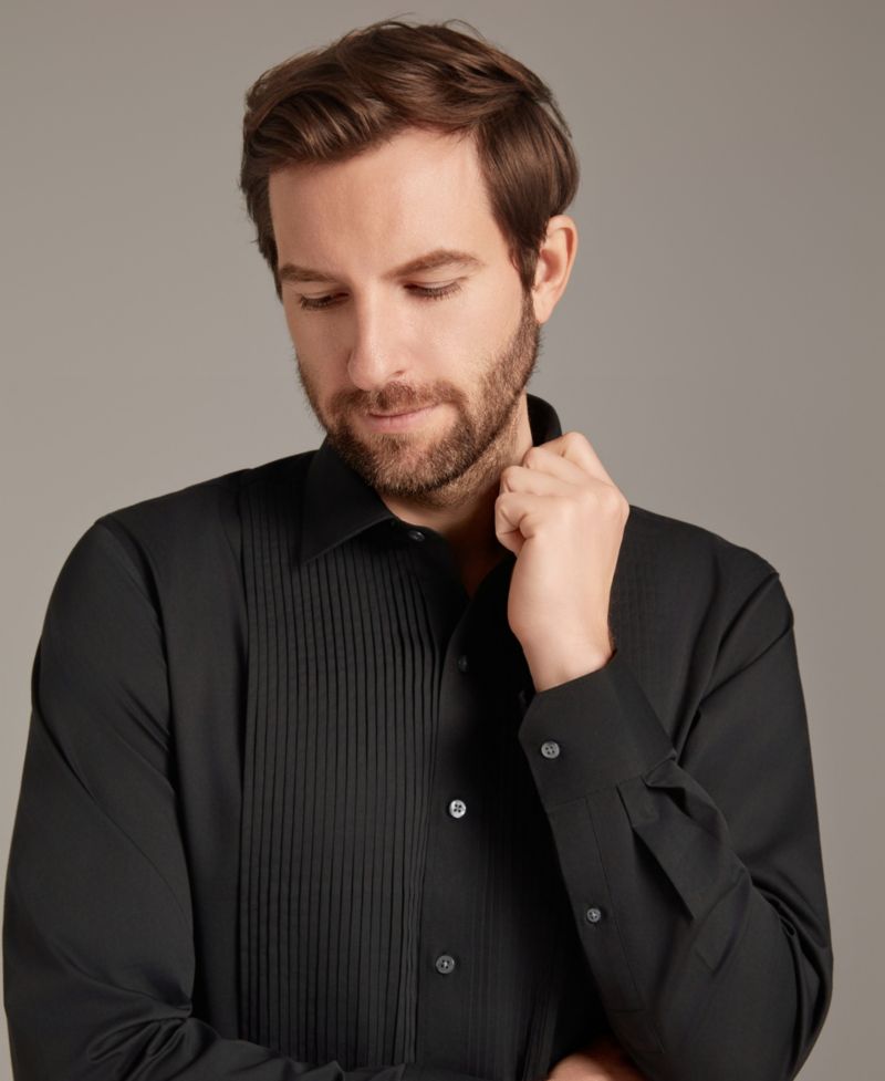 Men's Slim Fit Pleated Tuxedo Shirt