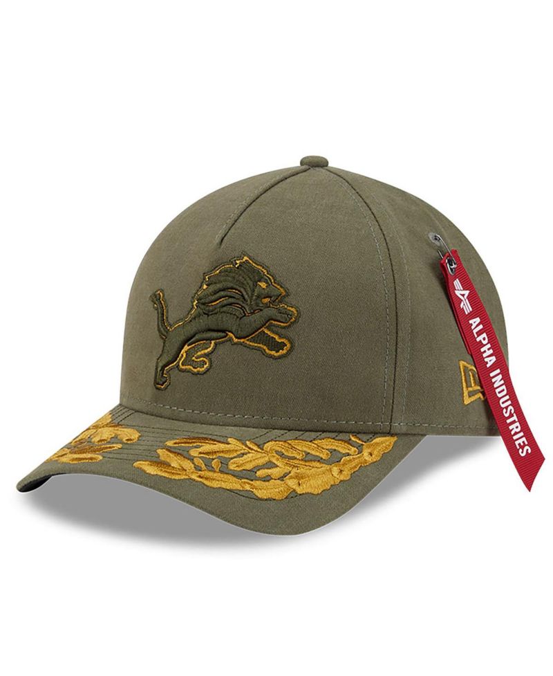 x Alpha Men's Industries Olive Detroit Lions A-Frame 9FORTY Adjustable Hat
