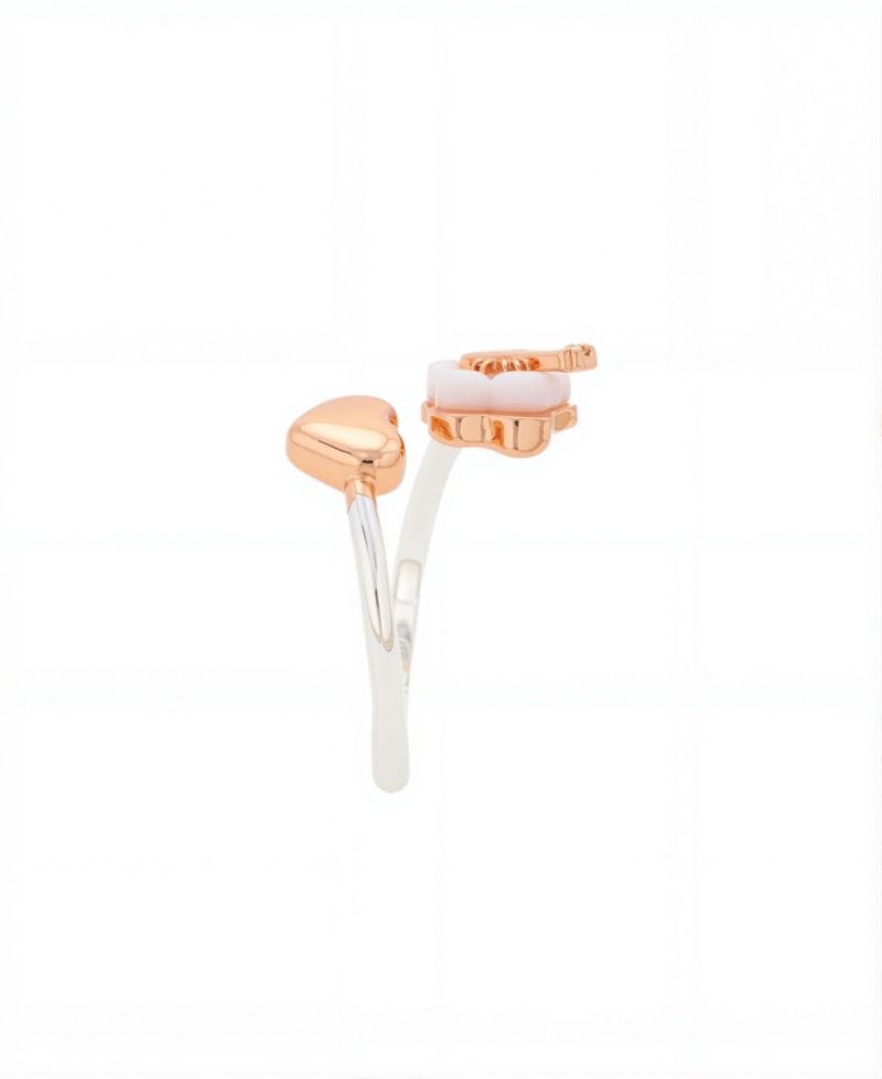 Lilo Stitch Rose Gold Heart Bypass Ring