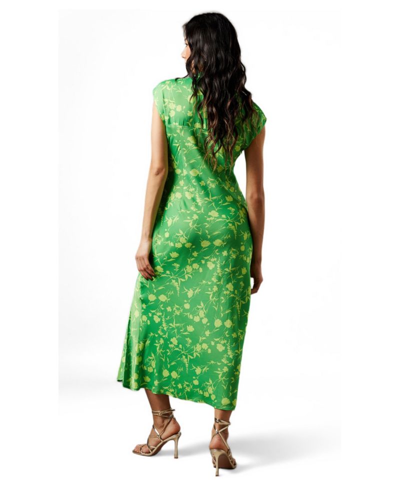 Women's Crinkle Satin Button Side Midi Dress