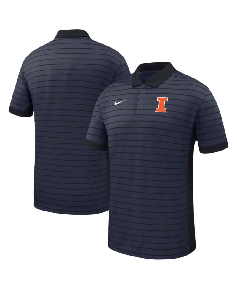 Men's Navy Illinois Fighting Illini Victory Stripe Dri-FIT Polo Shirt