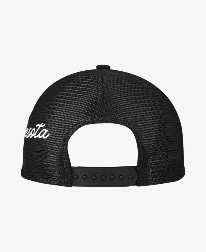 Men's Black Minnesota Twins Side Script 9FORTY A-Frame Trucker Adjustable Hat