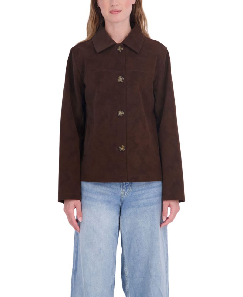 Women's Nubuck Faux Leather Car Coat