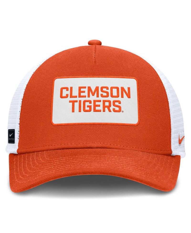Men's Orange/White Clemson Tigers 2025 On-Field Rise Patch Trucker Adjustable Hat