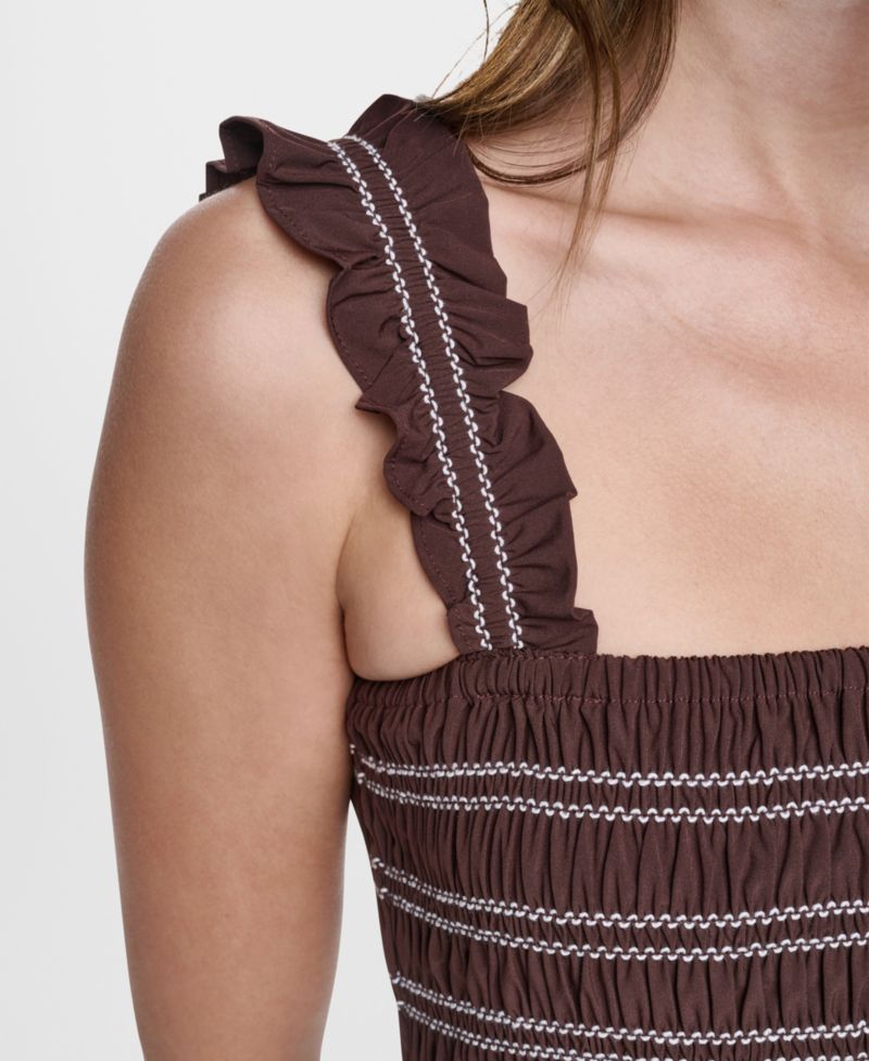 Women's Smocked Bodice Sleeveless Midi Dress