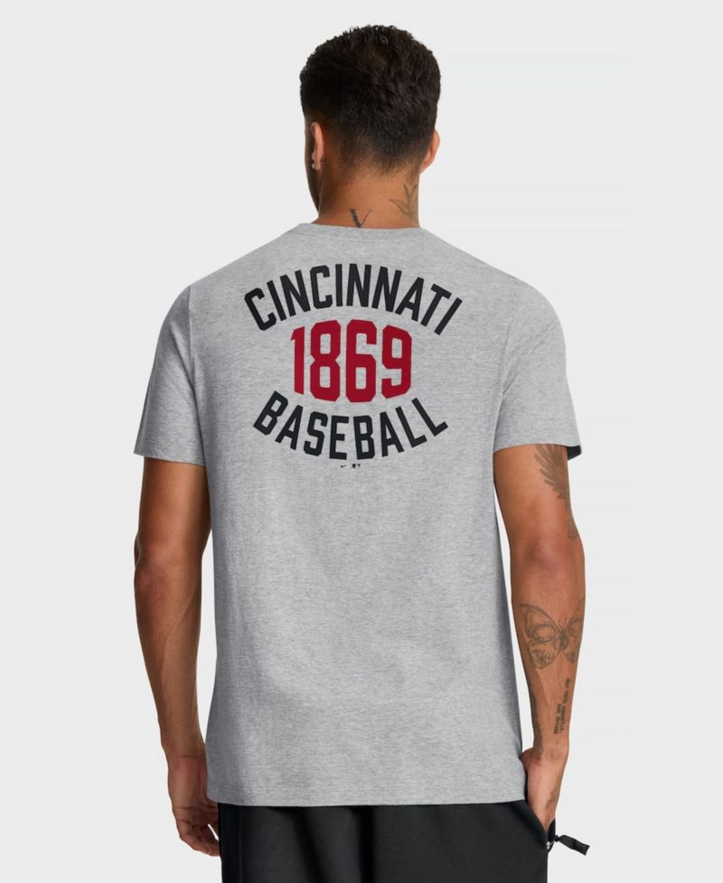 Men's Heather Gray Cincinnati Reds Cooperstown 2-Hit T-Shirt