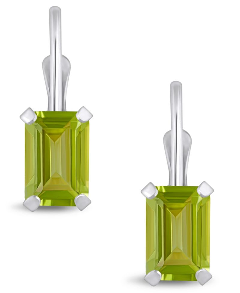 Gemstone Leverback Earrings in 10K White Gold