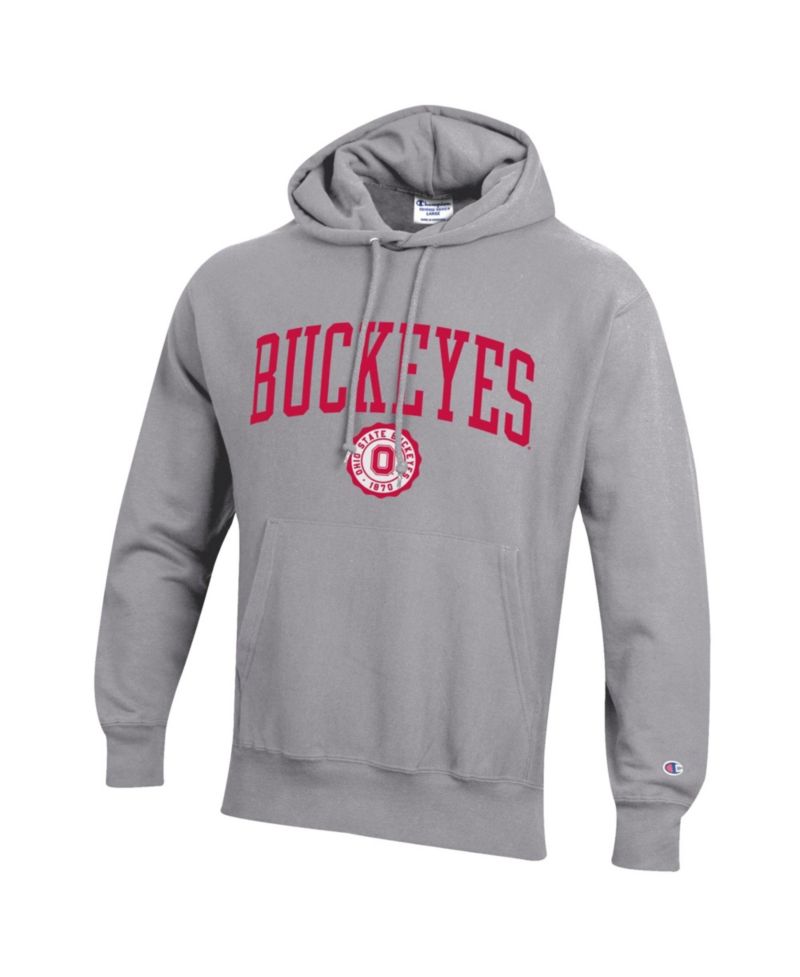 Men's Heather Gray Ohio State Buckeyes Established Reverse Weave Hoodie