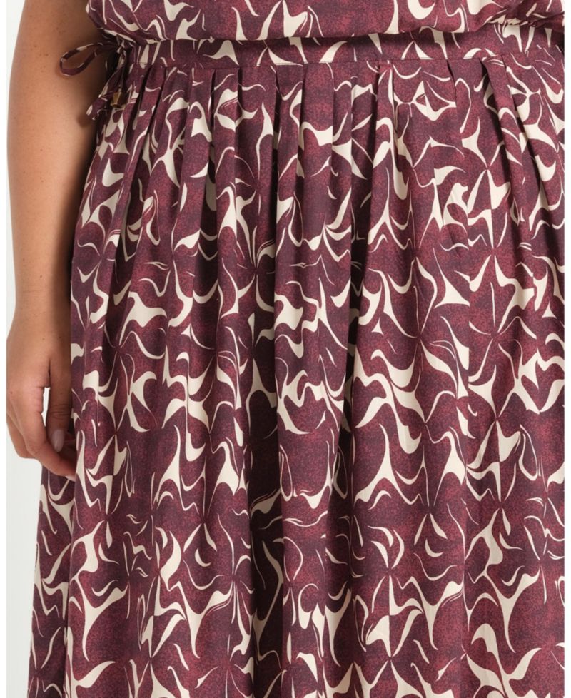 Plus Size Brinley A-line Pleated Print Midi Skirt