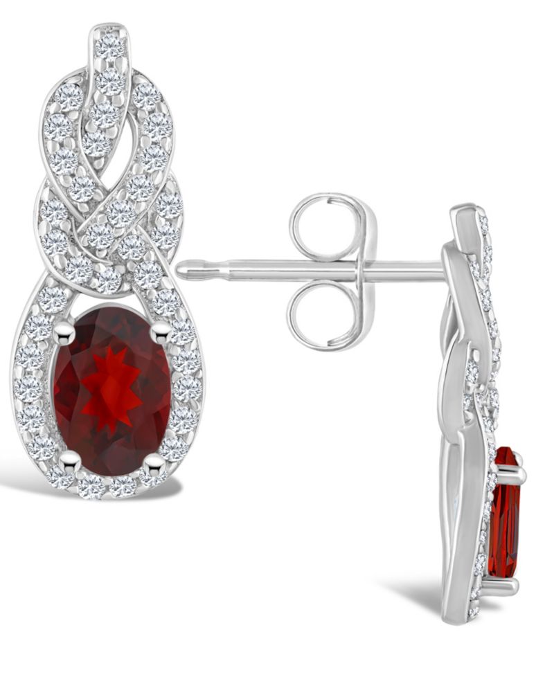 Topaz (3/4 ct. t.w.) Halo Drop Earrings in Sterling Silver