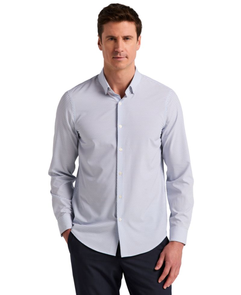 Men's Micro Window Print Slim-Fit Dress Shirt