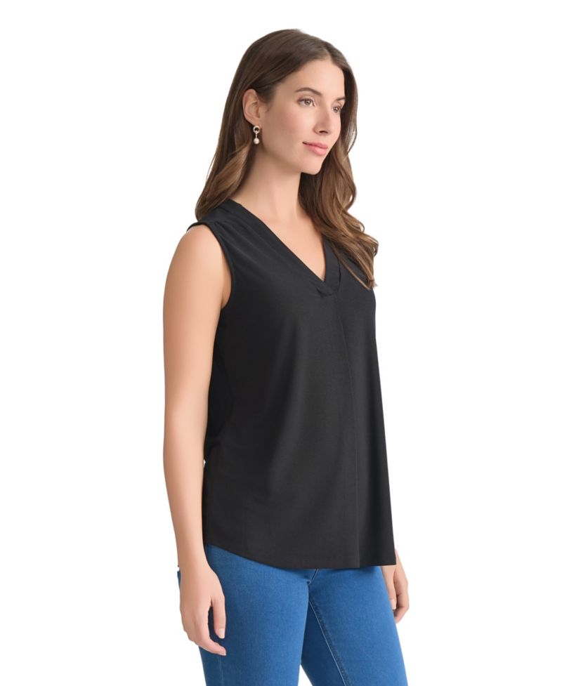 Women's Crepe Sleeveless V-Neck Top