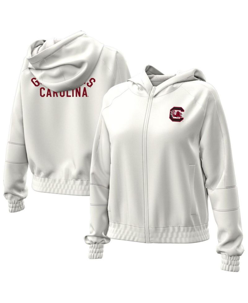 Women's Natural South Carolina Gamecocks Gameday Rival Fleece Full-Zip Cropped Hoodie
